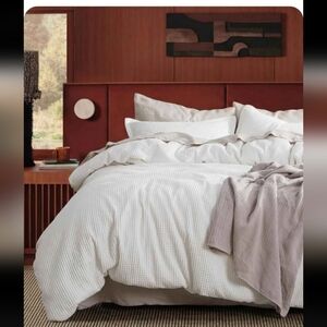 Bedsure Cotton Duvet Cover King - 100% Cotton Waffle Weave Coconut White Duvet C
